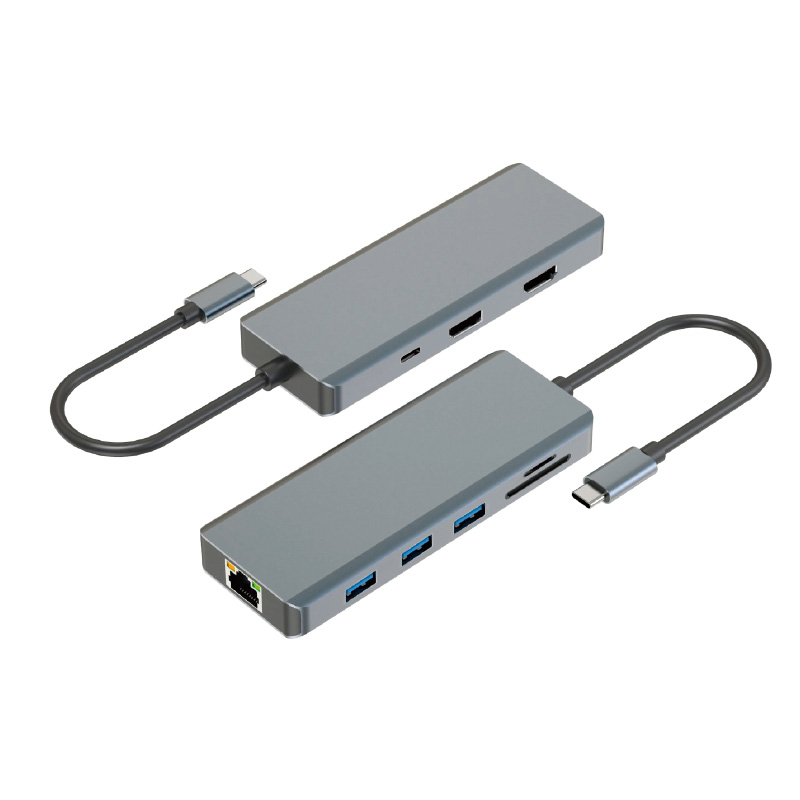 USB-C to HDMI+DP+USB3.0*3+SD/TF+LAN+PD Adapter WT-DOCK004-1