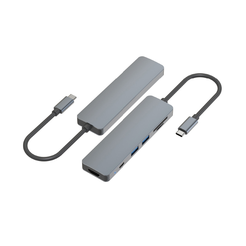 USB-C to USB-C+HDMI+USB3.0+USB2.0+TF+SD  Adapter WT-DOCK007-2